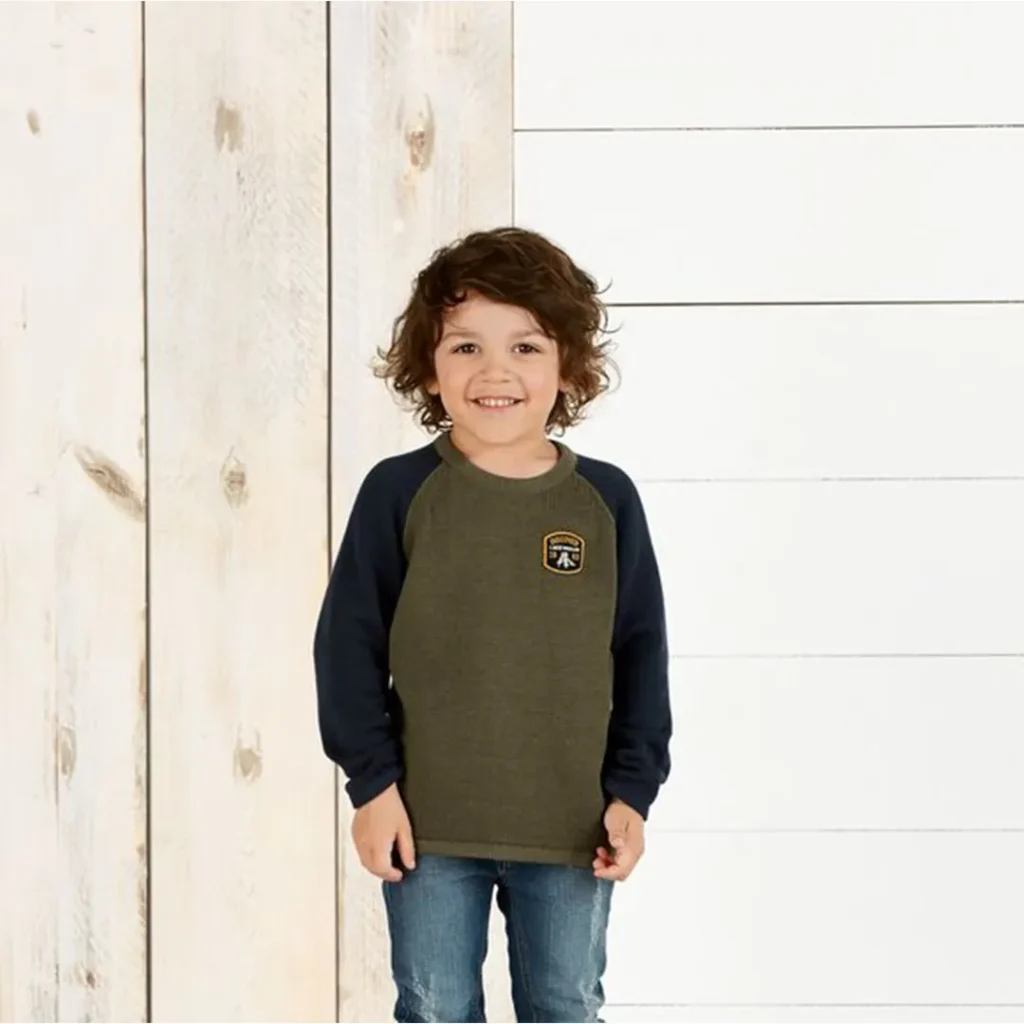 بلوز بافت زیتونی پسرانه