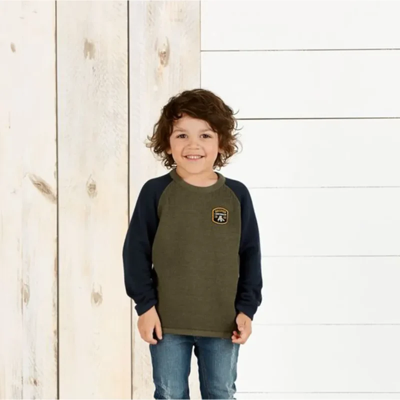 بلوز بافت زیتونی پسرانه