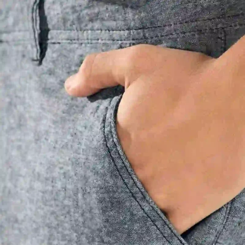 شلوارک مردانه کتان طوسی کمرکش