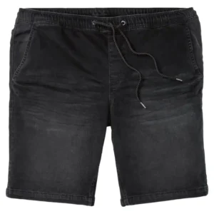 شلوارک مردانه جین زغالی کمرکش بندی لیورجی LIVERGY