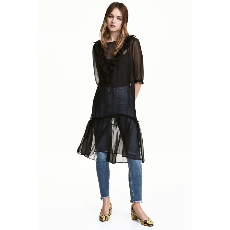 پیراهن رویه حریر مشکی اچ اند ام