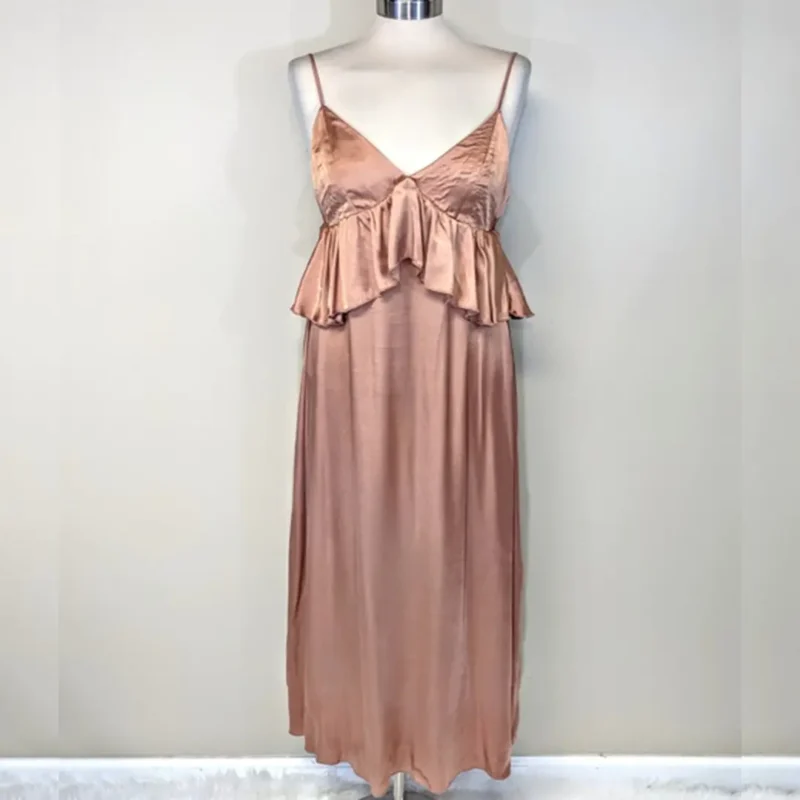 پیراهن بندی کوتاه صورتی اچ اند ام