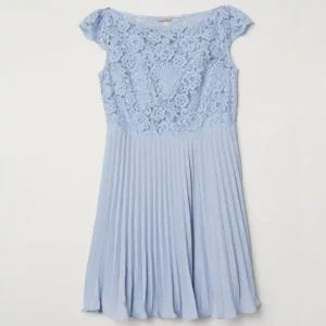 پیراهن مجلسی گیپور پلیسه آبی اچ اند ام