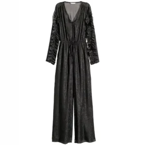 جامپسویت اورال سرهمی حریر لمه دار مشکی اچ اند ام