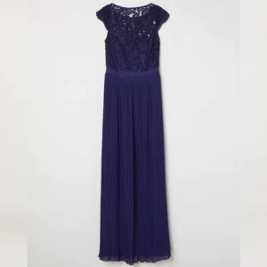 پبراهن مجلسی گیپور و پلیسه بنفش اچ اند ام