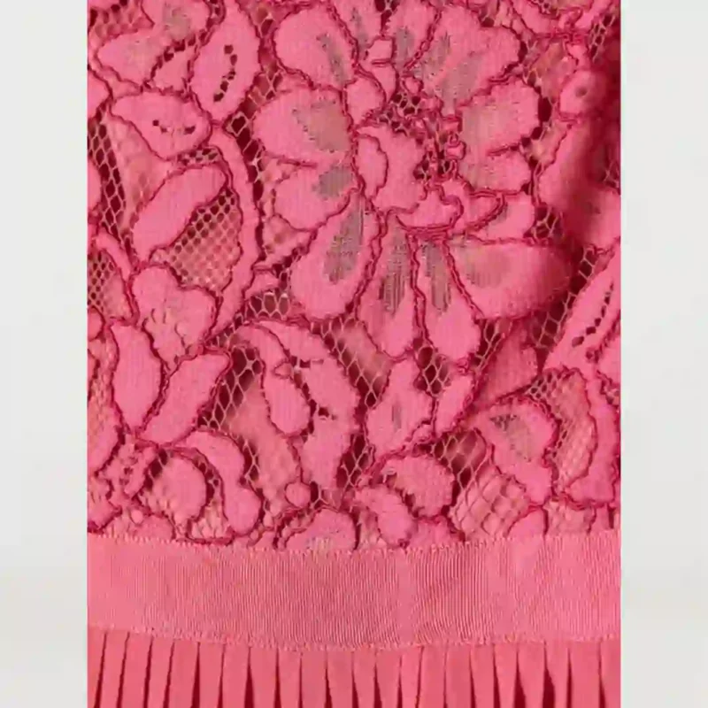 پبراهن مجلسی گیپور و پلیسه صورتی اچ اند ام