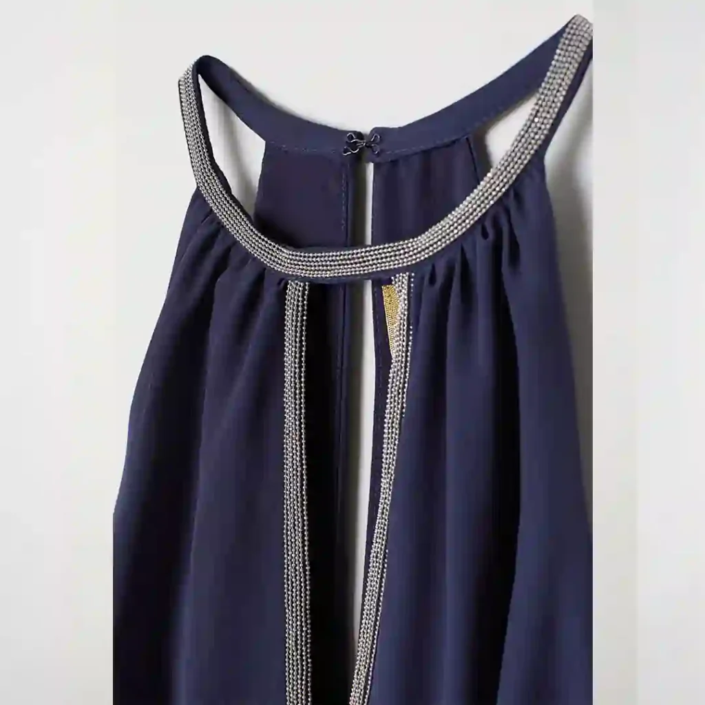 پبراهن مجلسی سنگدوزی سورمه ای بلند اچ اند ام