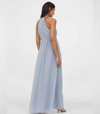 پبراهن مجلسی سنگدوزی آبی بلند اچ اند ام