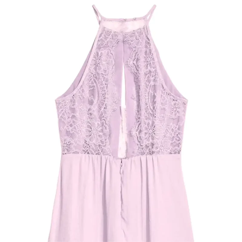 پبراهن مجلسی پشت گیپور بلند صورتی اچ اند ام