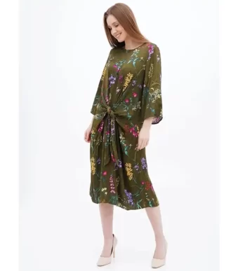 پیراهن مجلسی گلدار سبز اچ اند ام H&M