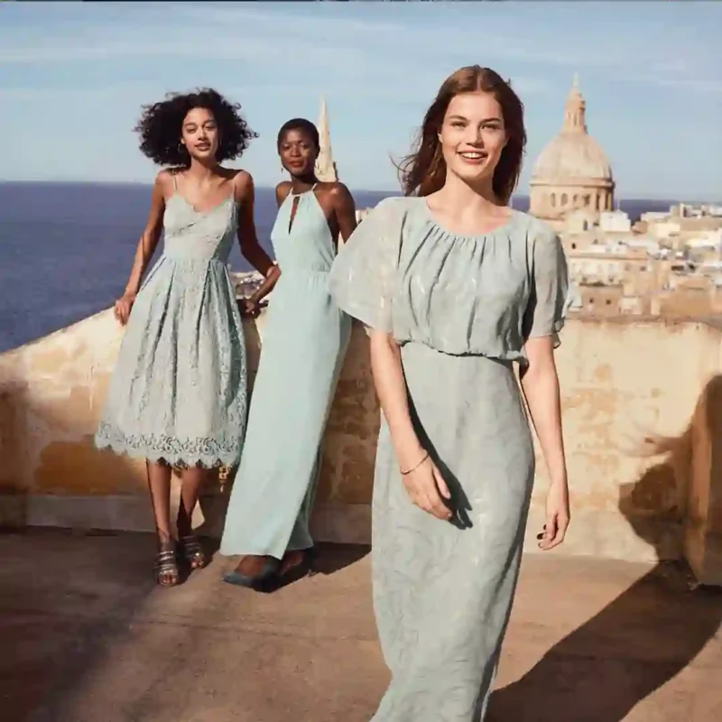 پیراهن مجلسی بلند سبز اچ اند ام H&M