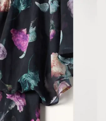 پیراهن مجلسی گلدار بلند مشکی اچ اند ام H&M