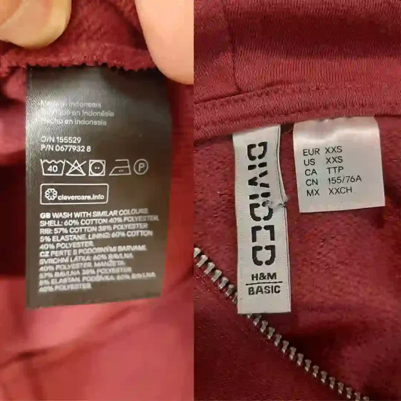 سویشرت هودی بلند زرشکی اچ اند ام H&M
