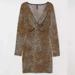 پیراهن مجلسی یقه هفت پلنگی اچ اند ام H&M