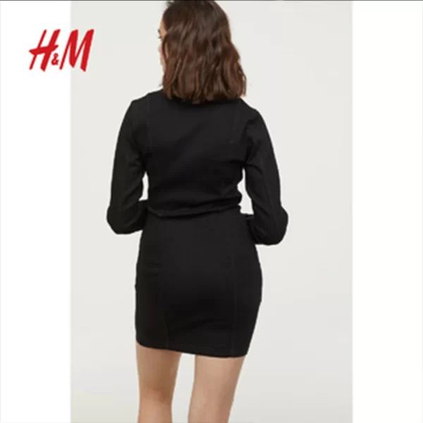 مانتو جین جلو زیپ مشکی اچ اند ام H&M