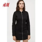 مانتو جین جلو زیپ مشکی اچ اند ام H&M