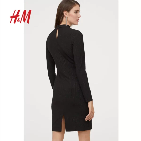 پیراهن مجلسی یقه ایستاده مشکی اچ اند ام H&M