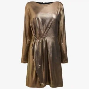 پیراهن مجلسی آستین بلند طلایی نکست