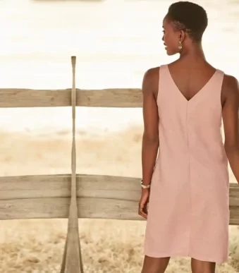 پیراهن لینن لمه دار صورتی نکست NEXT