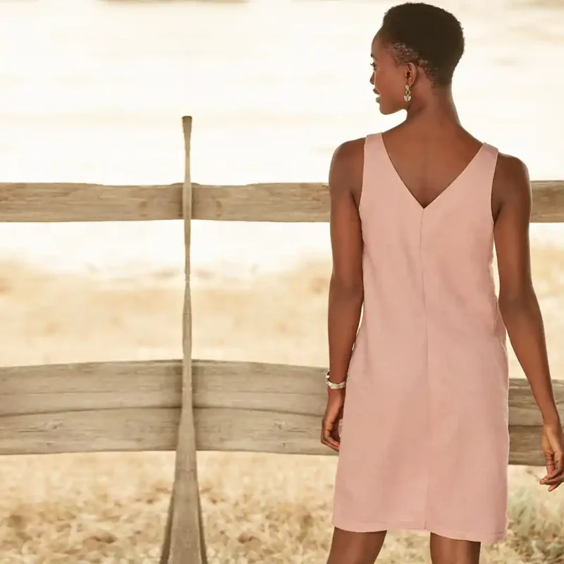 پیراهن لینن لمه دار صورتی نکست NEXT