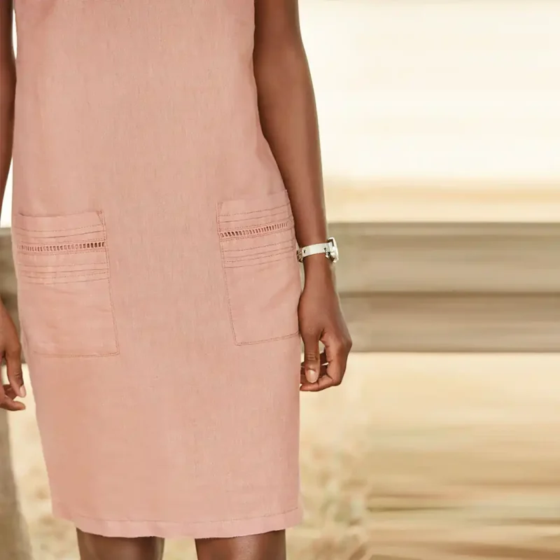 پیراهن لینن لمه دار صورتی نکست NEXT