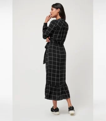 پیراهن ساحلی بلند شطرنجی مشکی سفید نکست NEXT