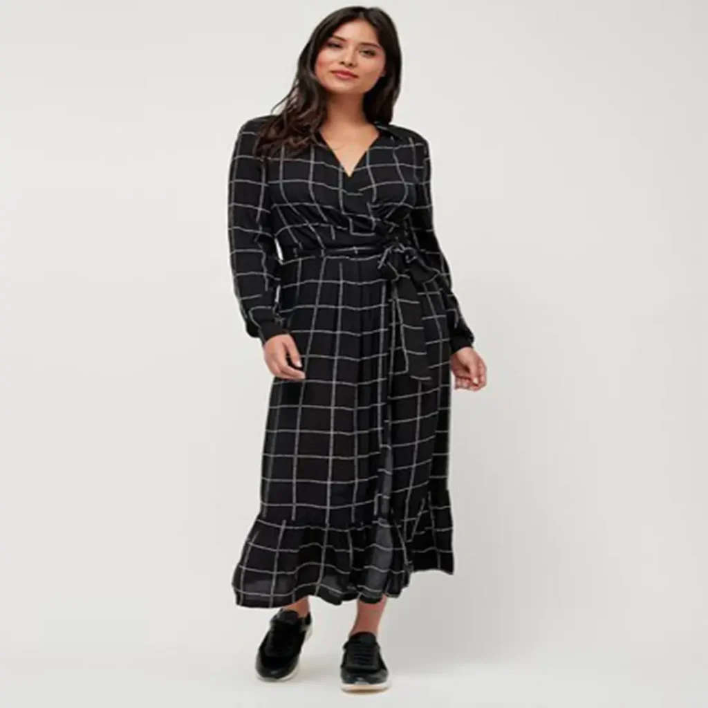 پیراهن ساحلی بلند شطرنجی مشکی سفید نکست NEXT