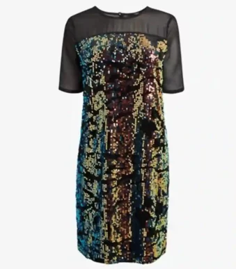 پیراهن مجلسی مخمل یقه توری پولک دوزی رنگی نکست NEXT