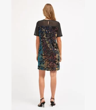 پیراهن مجلسی مخمل یقه توری پولک دوزی رنگی نکست NEXT