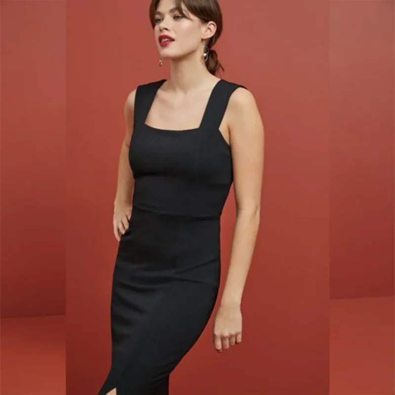 پیراهن مجلسی قلمی آستین حلقه ای چاکدار مشکی نکست NEXT