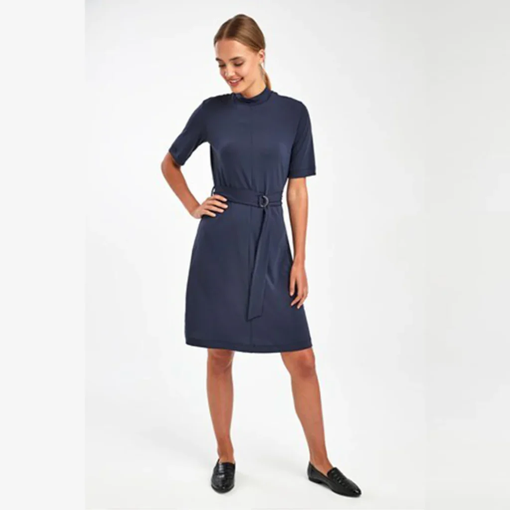 پیراهن مجلسی آستین کوتاه یقه ایستاده سورمه ای نکست NEXT