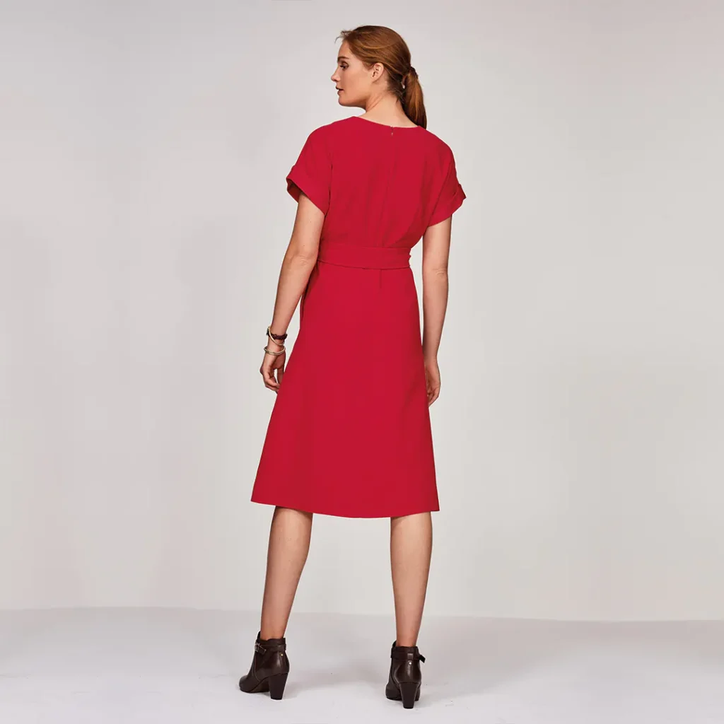 پیراهن آستین کوتاه کمردار قرمز نکست NEXT