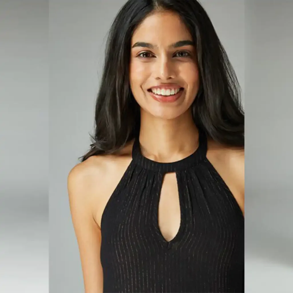 پیراهن پشت گردنی لمه دار مشکی نکست NEXT