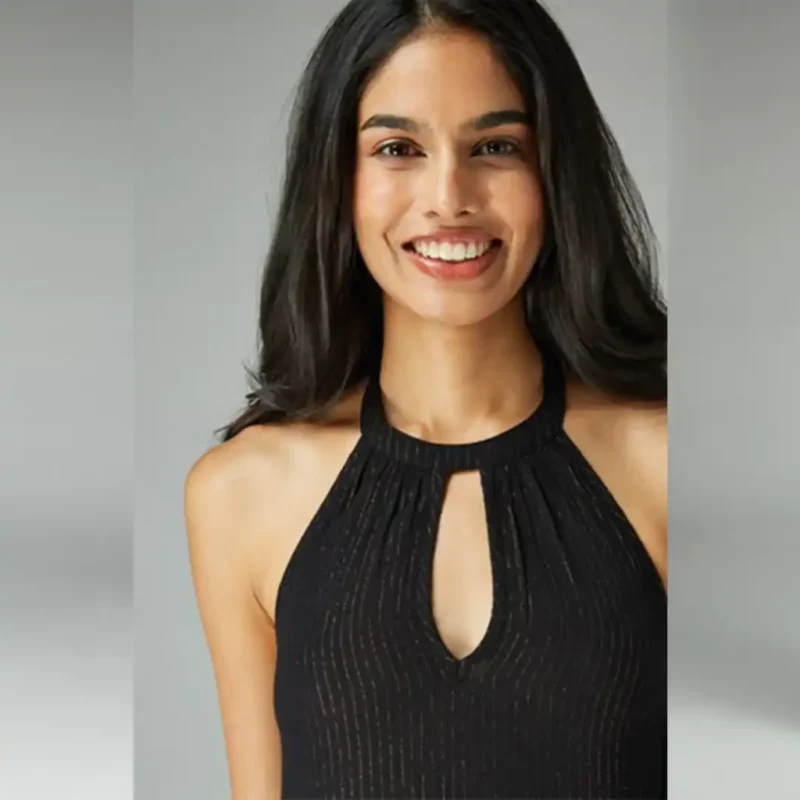 پیراهن پشت گردنی لمه دار مشکی نکست NEXT