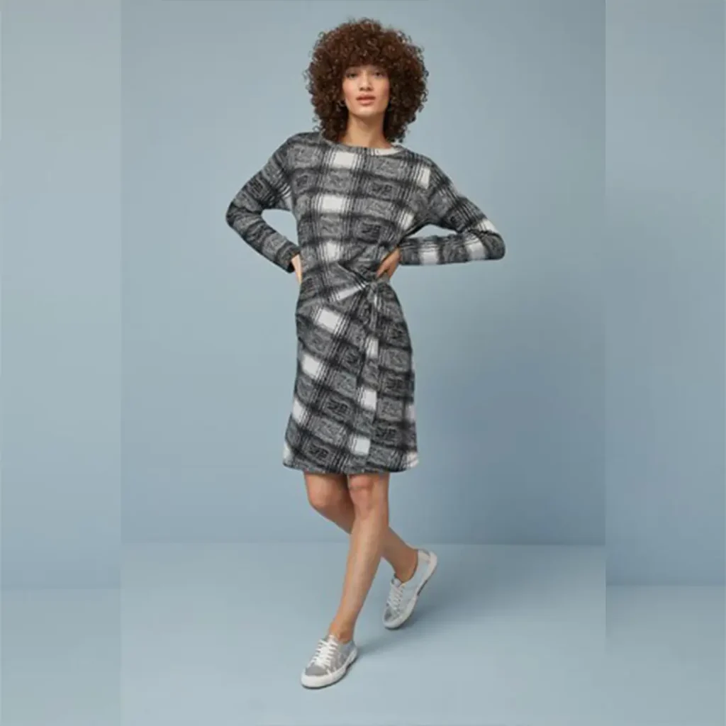 پیراهن آستین بلند چهارخانه مشکی سفید نکست NEXT