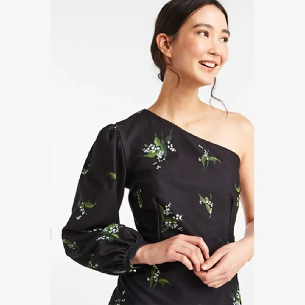 پیراهن مجلسی یقه رومی گلدار مشکی نکست NEXT