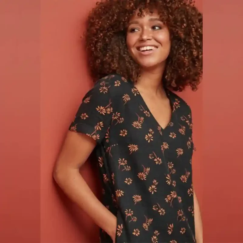 پیراهن ساحلی گلدار لینن مشکی نکست NEXT