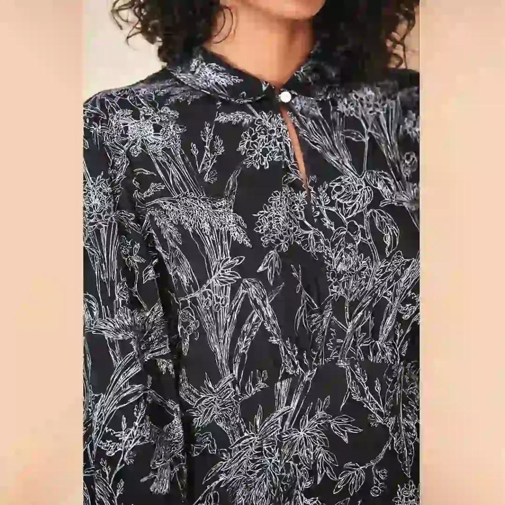 پیراهن آستین بلند گلدار مشکی سفید نکست NEXT