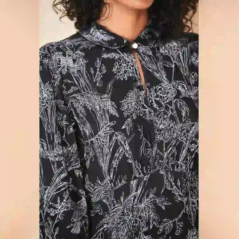 پیراهن آستین بلند گلدار مشکی سفید نکست NEXT