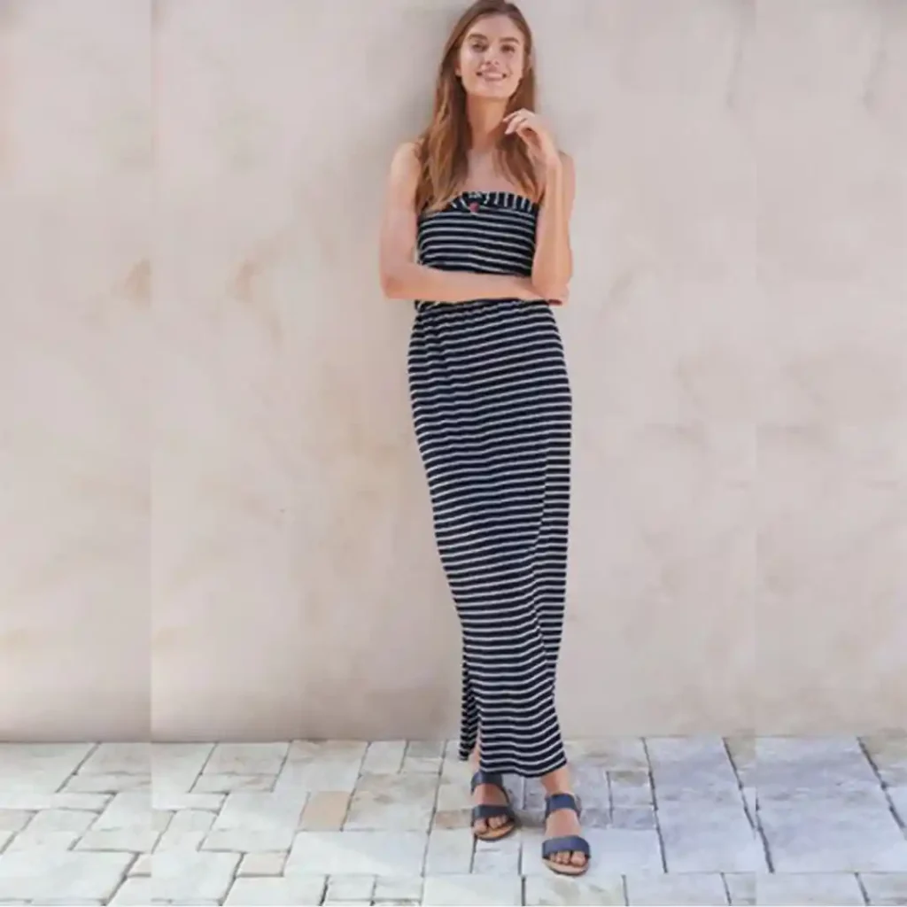 پیراهن ساحلی دکلته راه راه سورمه ای نکست NEXT