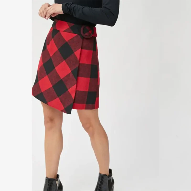 دامن کوتاه چهارخانه قرمز مشکی نکست NEXT