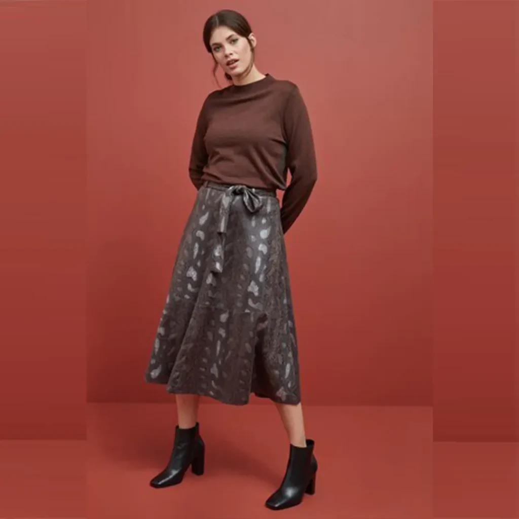 دامن بلند جیر کلوش پوست ماری قهوه ای نکست NEXT