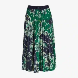 دامن بلند پلیسه گلدار سبز نکست NEXT