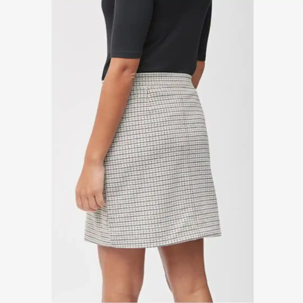 دامن کوتاه چهارخانه ریز کمرکش کرم نکست NEXT