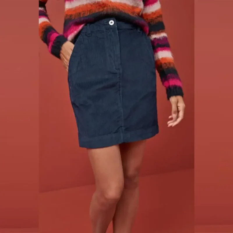 دامن کوتاه مخمل کبریتی جیب دار سورمه ای نکست NEXT