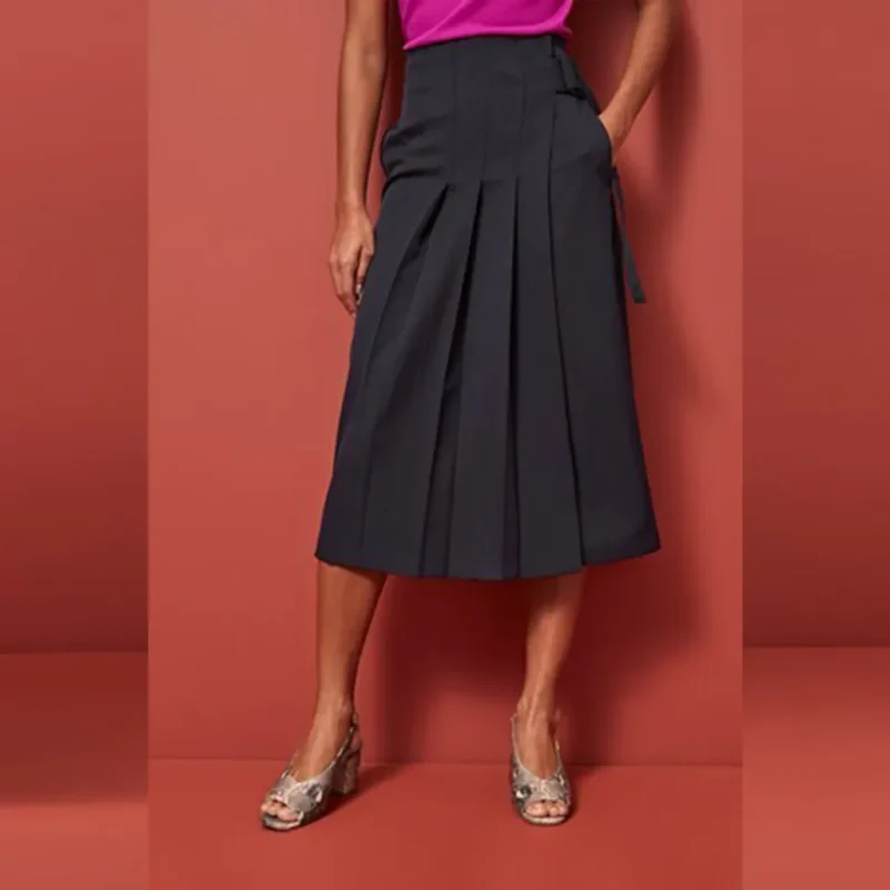 دامن بلند پلیسه سورمه ای تیره نکست NEXT