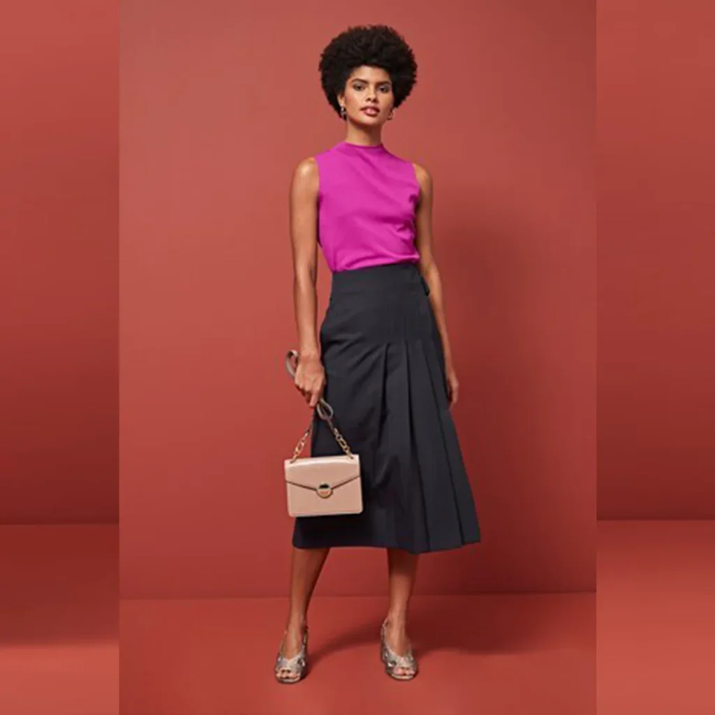 دامن بلند پلیسه سورمه ای تیره نکست NEXT