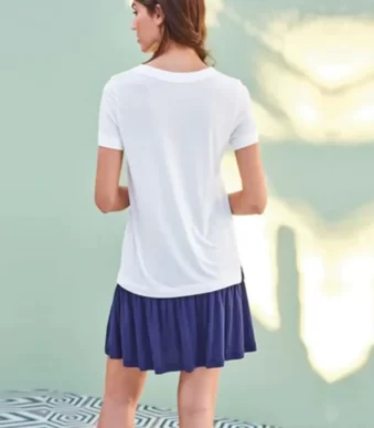 دامن کوتاه چین دار لینن سورمه ای نکست NEXT