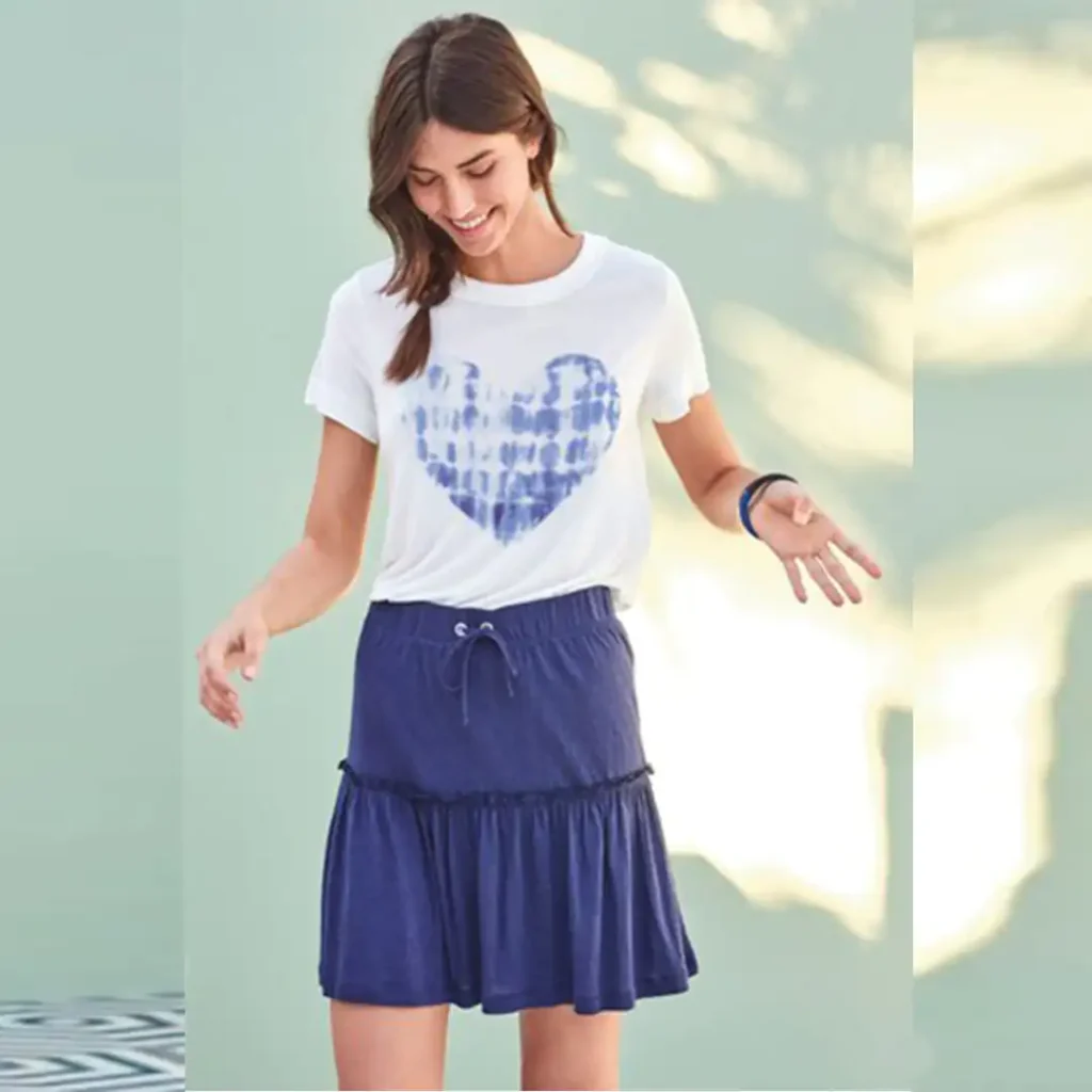 دامن کوتاه چین دار لینن سورمه ای نکست NEXT