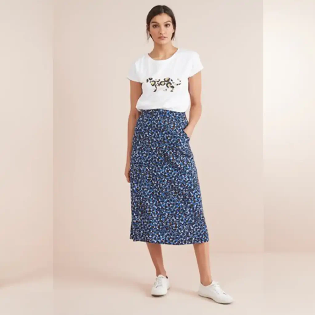 دامن بلند پلنگی آبی نکست NEXT